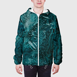 Куртка с капюшоном мужская Волны абстрактной воды и красок, цвет: 3D-белый — фото 2