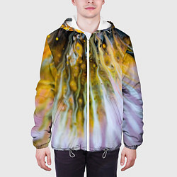 Куртка с капюшоном мужская Красочные абстрактные волны и линии, цвет: 3D-белый — фото 2