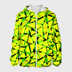 Куртка с капюшоном мужская Желтый геометрический узор, цвет: 3D-белый