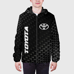 Куртка с капюшоном мужская Toyota карбоновый фон, цвет: 3D-черный — фото 2
