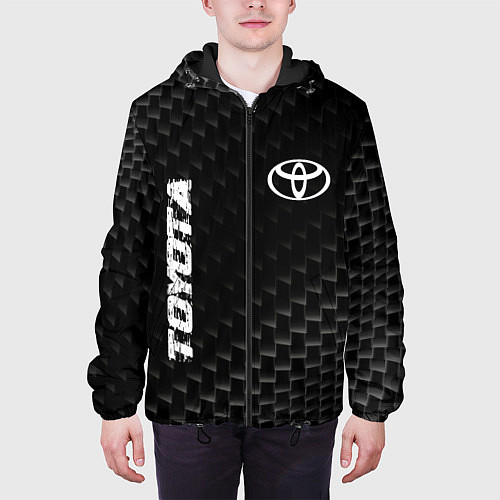 Мужская куртка Toyota карбоновый фон / 3D-Черный – фото 3