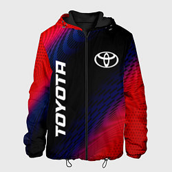 Куртка с капюшоном мужская Toyota красный карбон, цвет: 3D-черный