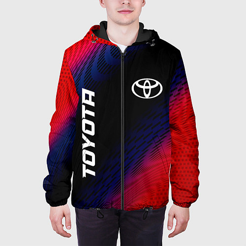 Мужская куртка Toyota красный карбон / 3D-Черный – фото 3