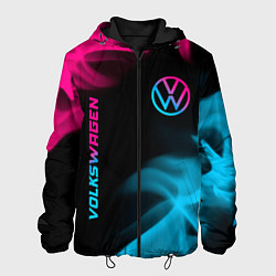 Куртка с капюшоном мужская Volkswagen - neon gradient: надпись, символ, цвет: 3D-черный