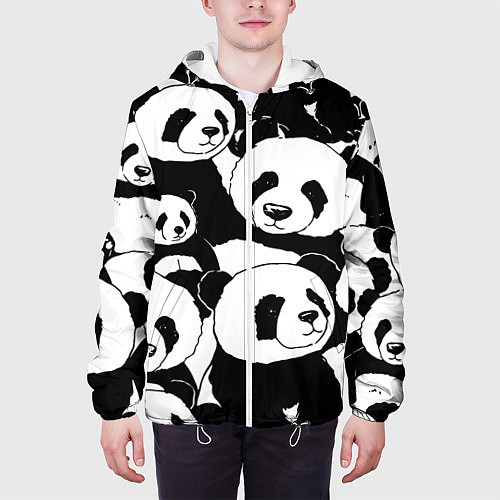 Мужская куртка С пандами паттерн / 3D-Белый – фото 3