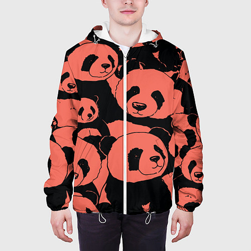 Мужская куртка С красными пандами / 3D-Белый – фото 3