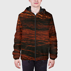 Куртка с капюшоном мужская Тёмные красные волны, цвет: 3D-черный — фото 2