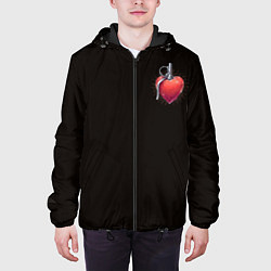 Куртка с капюшоном мужская Сердце - граната, цвет: 3D-черный — фото 2