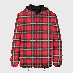 Куртка с капюшоном мужская Красная шотландская клетка, цвет: 3D-черный