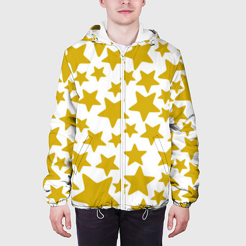 Мужская куртка Жёлтые звезды / 3D-Белый – фото 3
