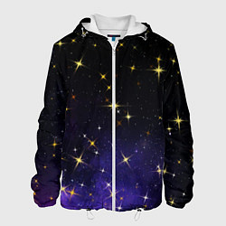 Куртка с капюшоном мужская Сияющие звёзды вселенной, цвет: 3D-белый