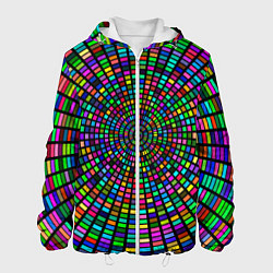Куртка с капюшоном мужская Цветная спираль - оптическая иллюзия, цвет: 3D-белый