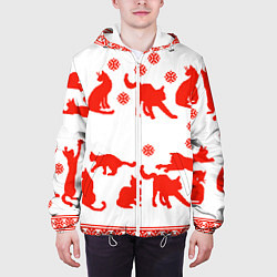Куртка с капюшоном мужская Котэ пиксель арт, цвет: 3D-белый — фото 2