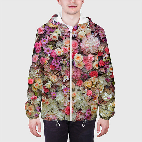Мужская куртка Бутоны роз / 3D-Белый – фото 3