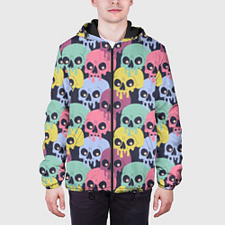 Куртка с капюшоном мужская Черепа разноцветные спрей, цвет: 3D-черный — фото 2