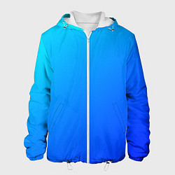 Куртка с капюшоном мужская Голубо-бирюзовый градиент, цвет: 3D-белый
