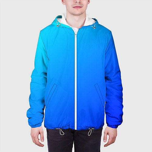 Мужская куртка Голубо-бирюзовый градиент / 3D-Белый – фото 3