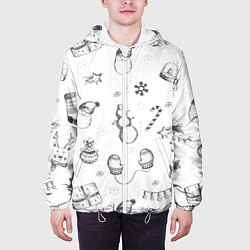 Куртка с капюшоном мужская Новогодний настрой, цвет: 3D-белый — фото 2