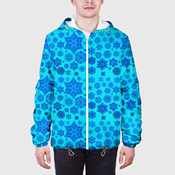 Куртка с капюшоном мужская New Year snowflakes, цвет: 3D-белый — фото 2