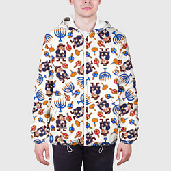 Куртка с капюшоном мужская Ханука - праздник света, цвет: 3D-белый — фото 2