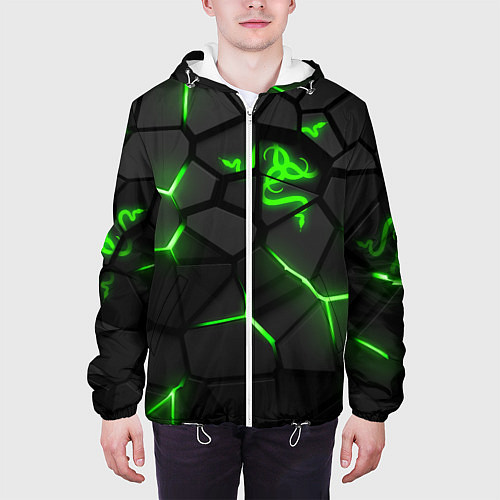 Мужская куртка Razer green neon / 3D-Белый – фото 3