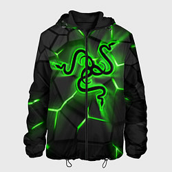 Куртка с капюшоном мужская Razer neon logo, цвет: 3D-черный