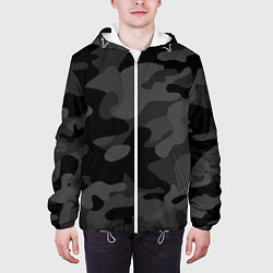 Куртка с капюшоном мужская Черный ночной камуфляж, цвет: 3D-белый — фото 2