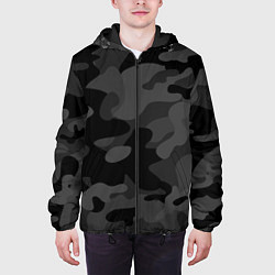 Куртка с капюшоном мужская Черный ночной камуфляж, цвет: 3D-черный — фото 2