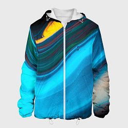 Куртка с капюшоном мужская Светло-синий и переливающийся песок, цвет: 3D-белый