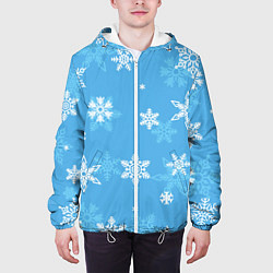 Куртка с капюшоном мужская Голубой снегопад, цвет: 3D-белый — фото 2