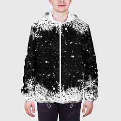 Куртка с капюшоном мужская Новогодний снегопад, цвет: 3D-белый — фото 2