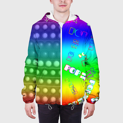 Мужская куртка Pop it радуга / 3D-Белый – фото 3