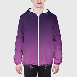 Куртка с капюшоном мужская Пурпурный-лиловый градиент, цвет: 3D-белый — фото 2