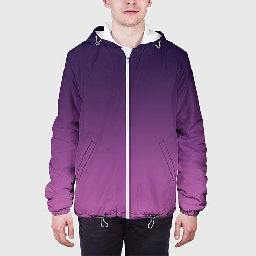 Мужская куртка Пурпурный-лиловый градиент / 3D-Белый – фото 3