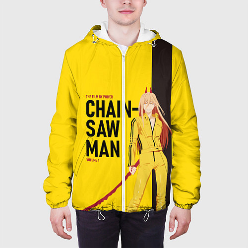 Мужская куртка Человек-бензопила - Пауэр / 3D-Белый – фото 3