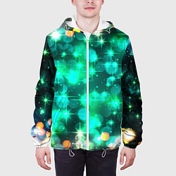 Куртка с капюшоном мужская Космический принт и звездное сияние вселенной, цвет: 3D-белый — фото 2