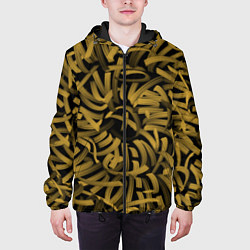 Куртка с капюшоном мужская Каллиграфия в золоте, цвет: 3D-черный — фото 2