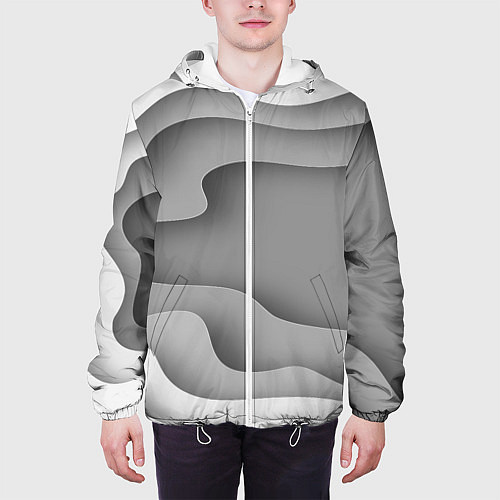 Мужская куртка Множество оттенков серого в разломе / 3D-Белый – фото 3