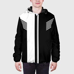 Куртка с капюшоном мужская Чёрные и белые полоски, цвет: 3D-черный — фото 2