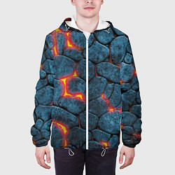 Куртка с капюшоном мужская Камни в лаве, цвет: 3D-белый — фото 2