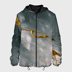 Мужская куртка Абстрактный серо-белый туман и золотая краска