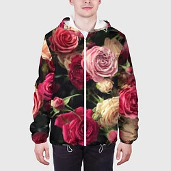 Куртка с капюшоном мужская Нежные кустовые розы, цвет: 3D-белый — фото 2