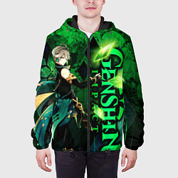 Куртка с капюшоном мужская Аль-Хайтам - genshin impact, цвет: 3D-черный — фото 2
