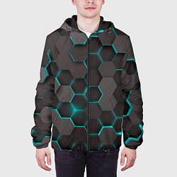 Куртка с капюшоном мужская Космические грани, цвет: 3D-черный — фото 2
