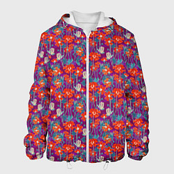 Куртка с капюшоном мужская Цветочная геометрия, цвет: 3D-белый