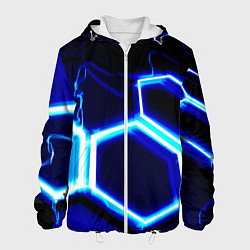 Куртка с капюшоном мужская Neon abstraction plates storm, цвет: 3D-белый