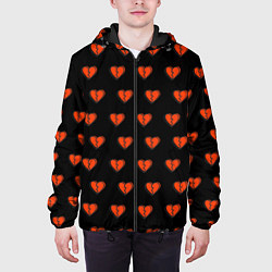 Куртка с капюшоном мужская Разбитые сердца на черном фоне, цвет: 3D-черный — фото 2