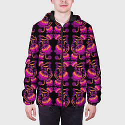 Куртка с капюшоном мужская Инопланетные цветы, цвет: 3D-черный — фото 2