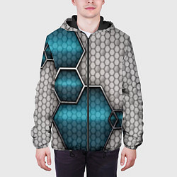 Куртка с капюшоном мужская Cyber texture abstraction, цвет: 3D-черный — фото 2