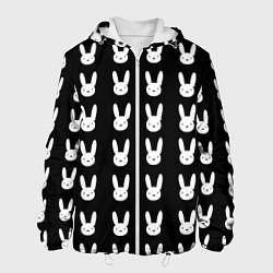 Куртка с капюшоном мужская Bunny pattern black, цвет: 3D-белый